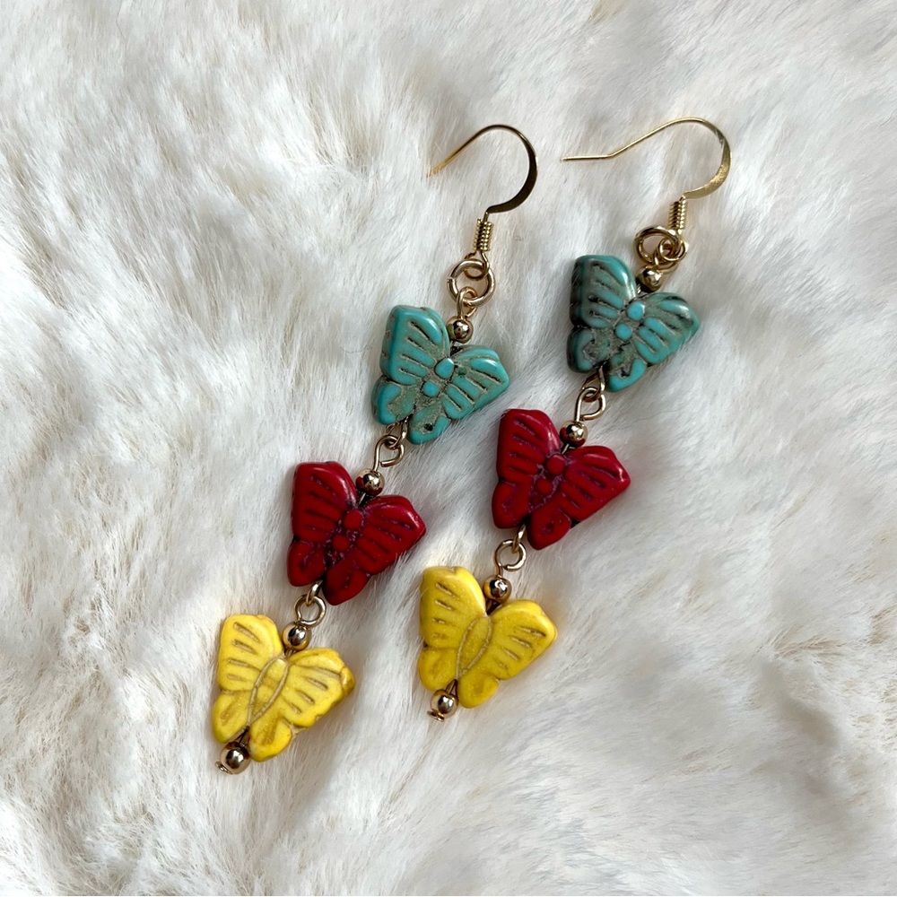 Wild Arrow Mariposa Butterfly Multicolor Dangle Earrings